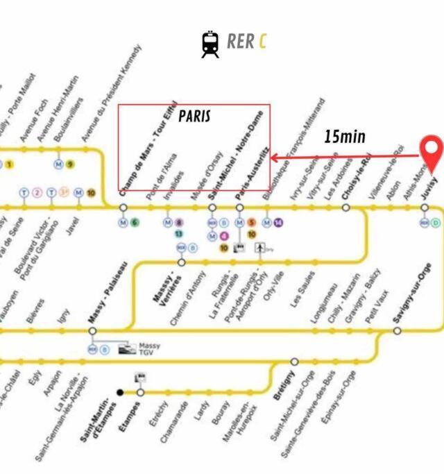 Superbe Appart Entier Au Pied De La Gare Rer, A 15 Min De Paris & Orly Juvisy-sur-Orge Ngoại thất bức ảnh
